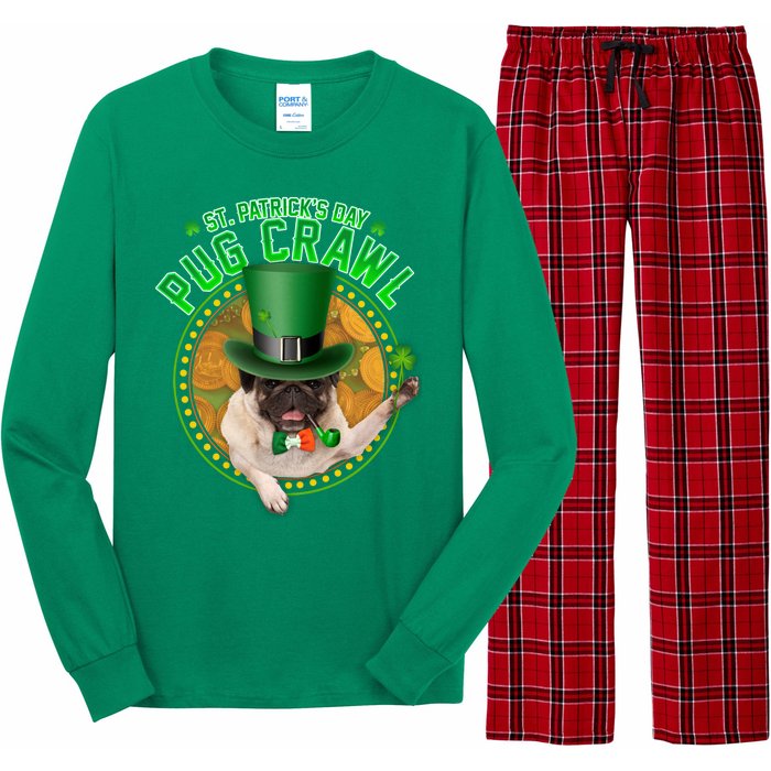 St. Patrick's Day Pug Crawl Funny Irish Pug Long Sleeve Pajama Set