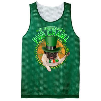 St. Patrick's Day Pug Crawl Funny Irish Pug Mesh Reversible Basketball Jersey Tank