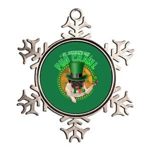 St. Patrick's Day Pug Crawl Funny Irish Pug Metallic Star Ornament