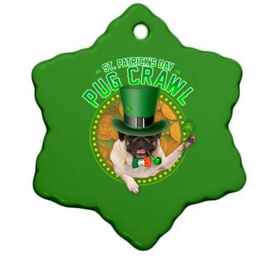 St. Patrick's Day Pug Crawl Funny Irish Pug Ceramic Star Ornament