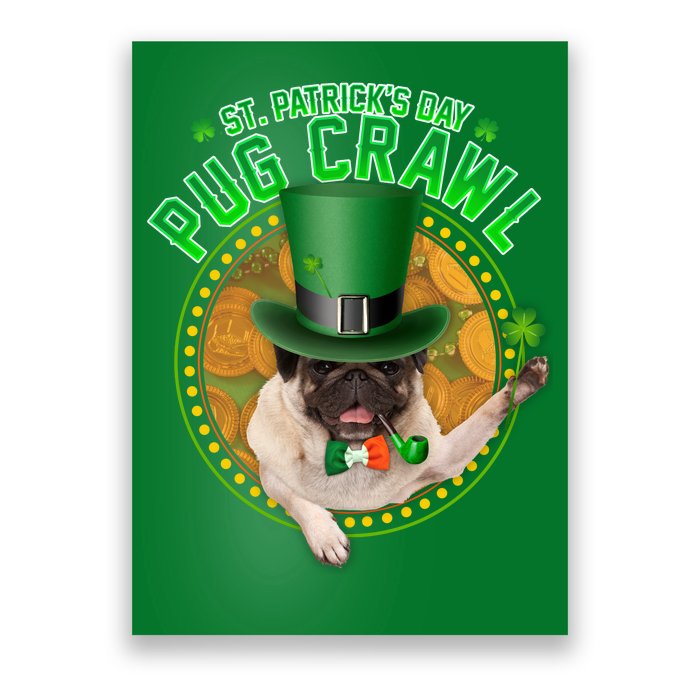 St. Patrick's Day Pug Crawl Funny Irish Pug Poster