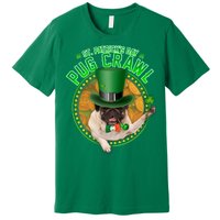 St. Patrick's Day Pug Crawl Funny Irish Pug Premium T-Shirt