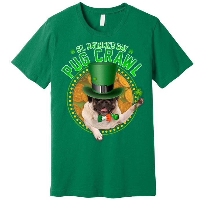 St. Patrick's Day Pug Crawl Funny Irish Pug Premium T-Shirt