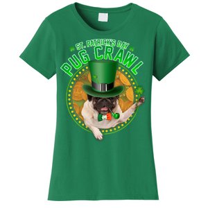 St. Patrick's Day Pug Crawl Funny Irish Pug Women's T-Shirt