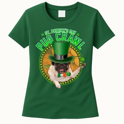 St. Patrick's Day Pug Crawl Funny Irish Pug Womens T-Shirt