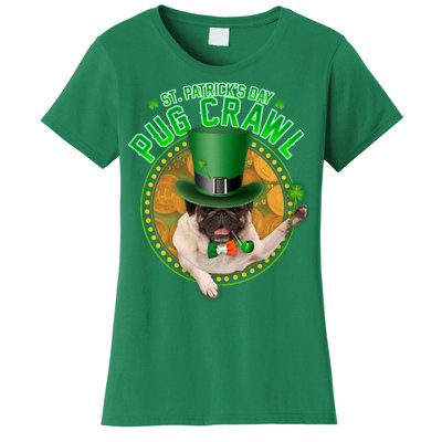 St. Patrick's Day Pug Crawl Funny Irish Pug Women's T-Shirt