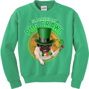 St. Patrick's Day Pug Crawl Funny Irish Pug Kids Sweatshirt