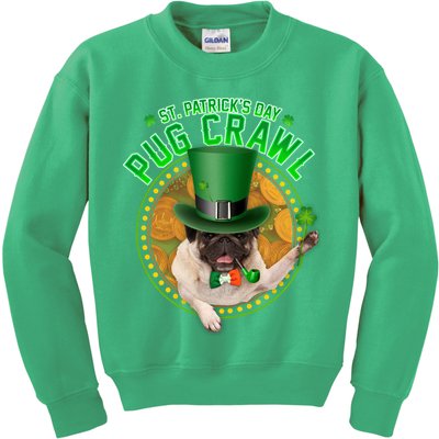 St. Patrick's Day Pug Crawl Funny Irish Pug Kids Sweatshirt