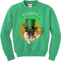 St. Patrick's Day Pug Crawl Funny Irish Pug Kids Sweatshirt