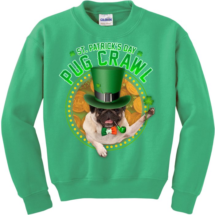 St. Patrick's Day Pug Crawl Funny Irish Pug Kids Sweatshirt