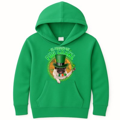 St. Patrick's Day Pug Crawl Funny Irish Pug Kids Hoodie