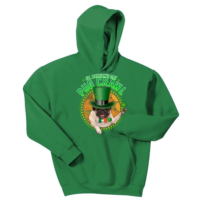 St. Patrick's Day Pug Crawl Funny Irish Pug Kids Hoodie