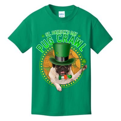 St. Patrick's Day Pug Crawl Funny Irish Pug Kids T-Shirt