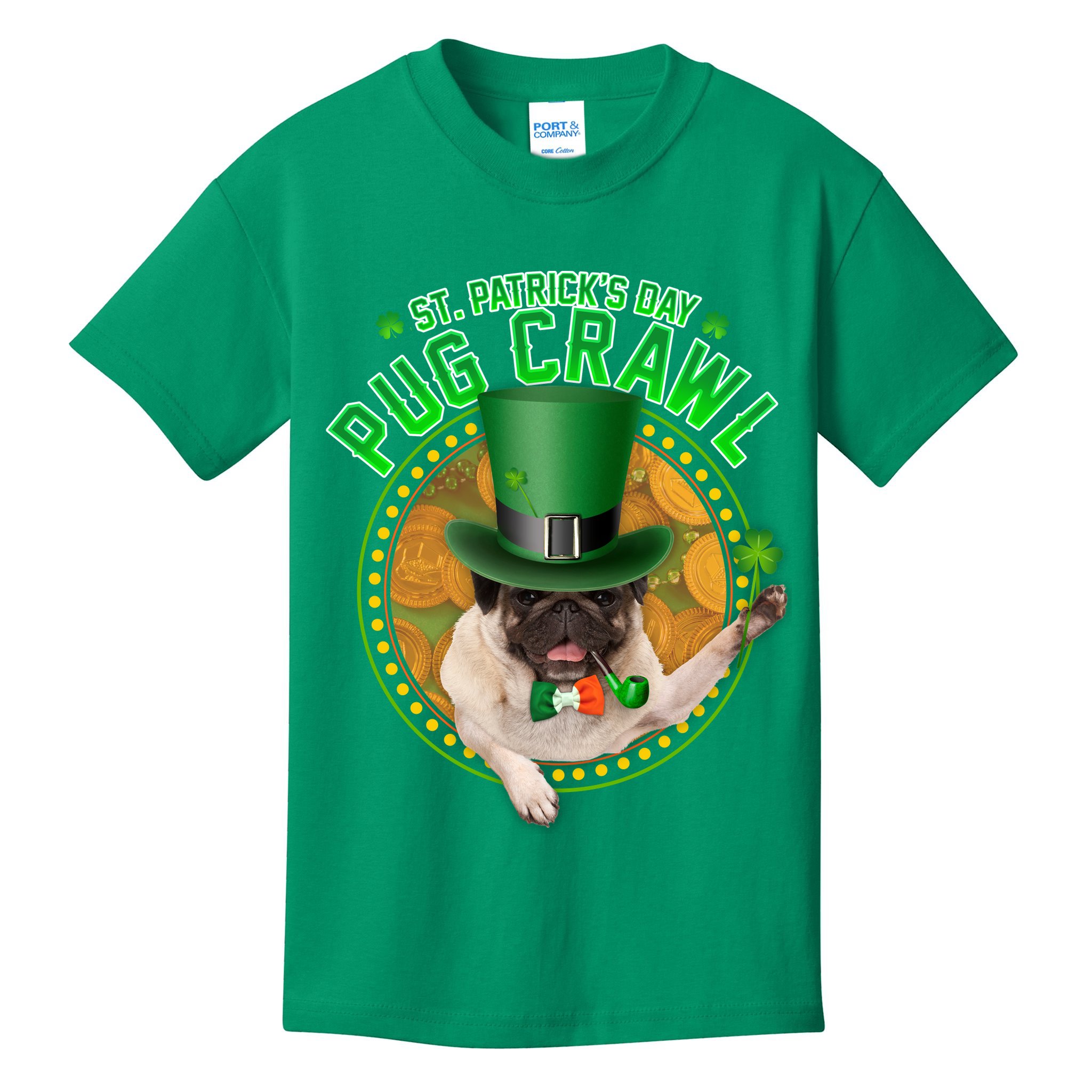 St. Patrick's Day Pug Crawl Funny Irish Pug Kids T-Shirt