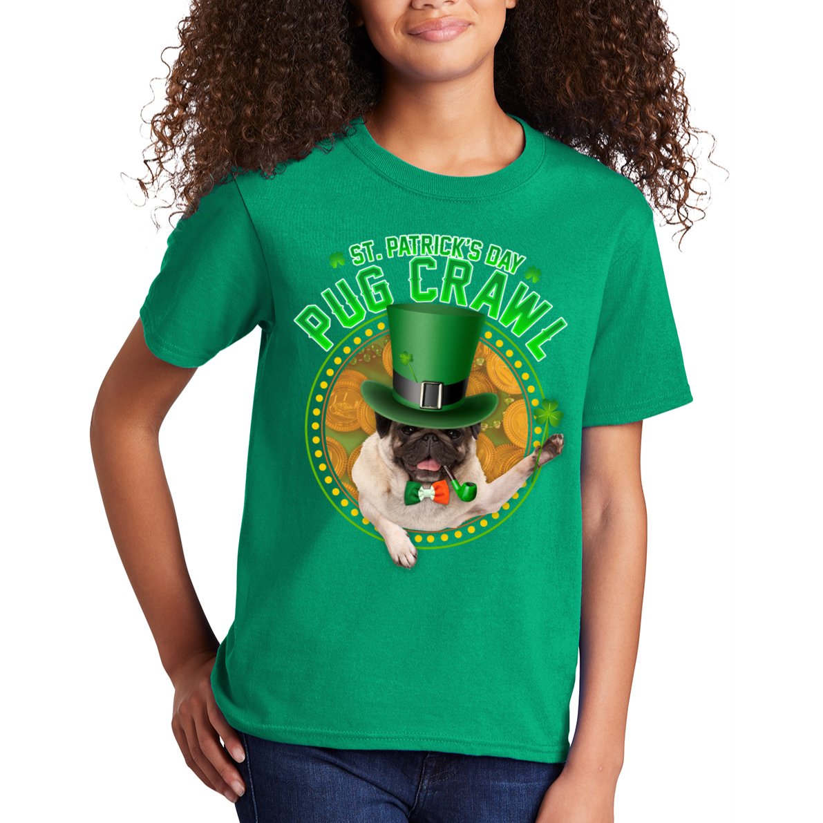 St. Patrick's Day Pug Crawl Funny Irish Pug Kids T-Shirt