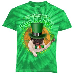 St. Patrick's Day Pug Crawl Funny Irish Pug Kids Tie-Dye T-Shirt