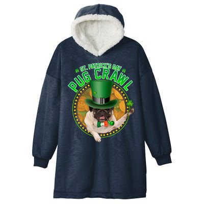 St. Patrick's Day Pug Crawl Funny Irish Pug Hooded Wearable Blanket