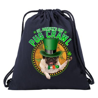 St. Patrick's Day Pug Crawl Funny Irish Pug Drawstring Bag