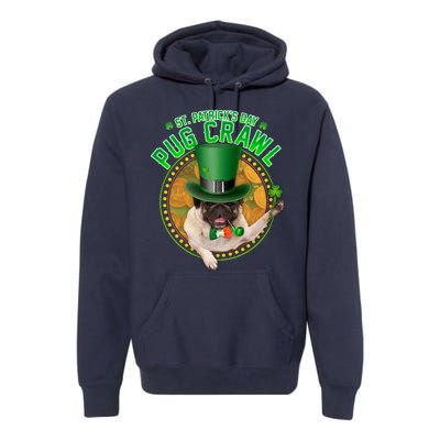 St. Patrick's Day Pug Crawl Funny Irish Pug Premium Hoodie