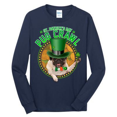 St. Patrick's Day Pug Crawl Funny Irish Pug Tall Long Sleeve T-Shirt