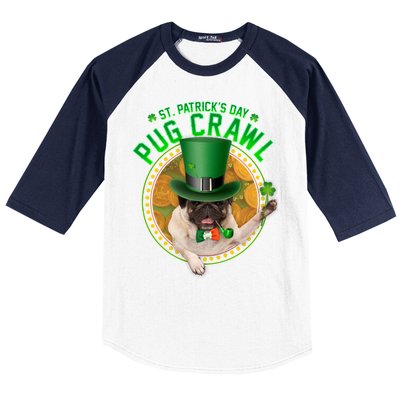 St. Patrick's Day Pug Crawl Funny Irish Pug Baseball Sleeve Shirt