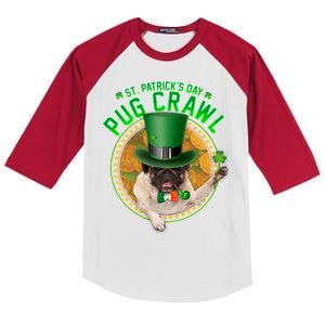 St. Patrick's Day Pug Crawl Funny Irish Pug Kids Colorblock Raglan Jersey