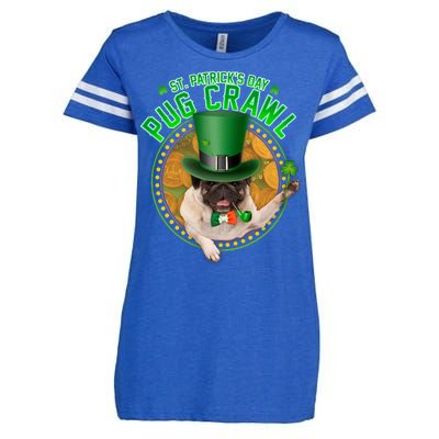 St. Patrick's Day Pug Crawl Funny Irish Pug Enza Ladies Jersey Football T-Shirt