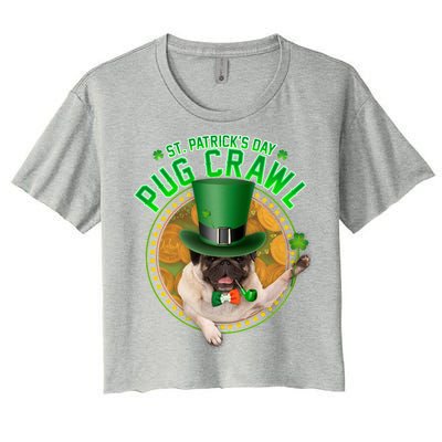 St. Patrick's Day Pug Crawl Funny Irish Pug Women's Crop Top Tee