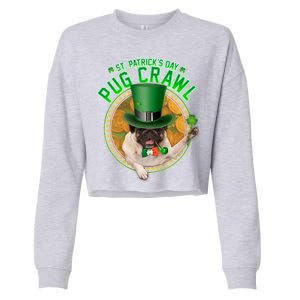 St. Patrick's Day Pug Crawl Funny Irish Pug Cropped Pullover Crew