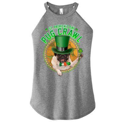 St. Patrick's Day Pug Crawl Funny Irish Pug Women's Perfect Tri Rocker Tank