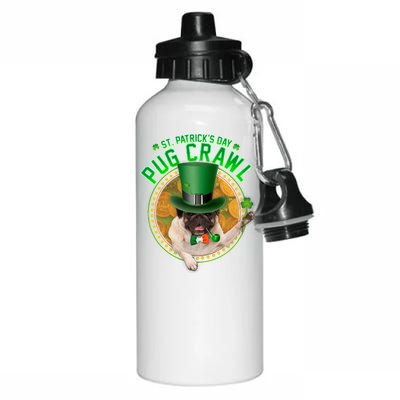 St. Patrick's Day Pug Crawl Funny Irish Pug Aluminum Water Bottle