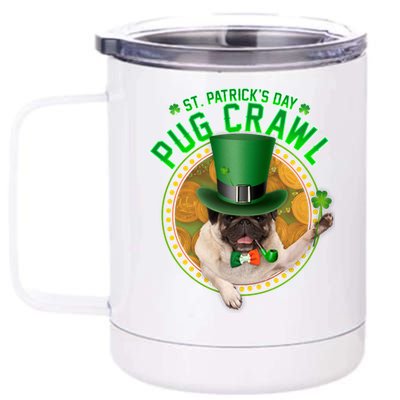 St. Patrick's Day Pug Crawl Funny Irish Pug 12 oz Stainless Steel Tumbler Cup