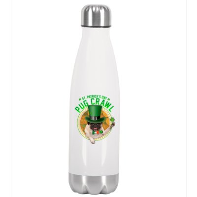 St. Patrick's Day Pug Crawl Funny Irish Pug Stainless Steel Insulated Water Bottle