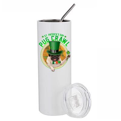 St. Patrick's Day Pug Crawl Funny Irish Pug Stainless Steel Tumbler