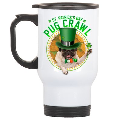 St. Patrick's Day Pug Crawl Funny Irish Pug Stainless Steel Travel Mug