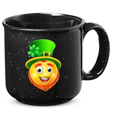 St. Patrick's Day Shamrock Leprechaun Emoji Smiley 15oz Campfire Ceramic Mug