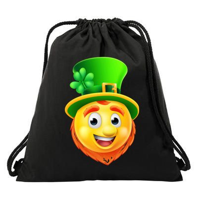 St. Patrick's Day Shamrock Leprechaun Emoji Smiley Drawstring Bag