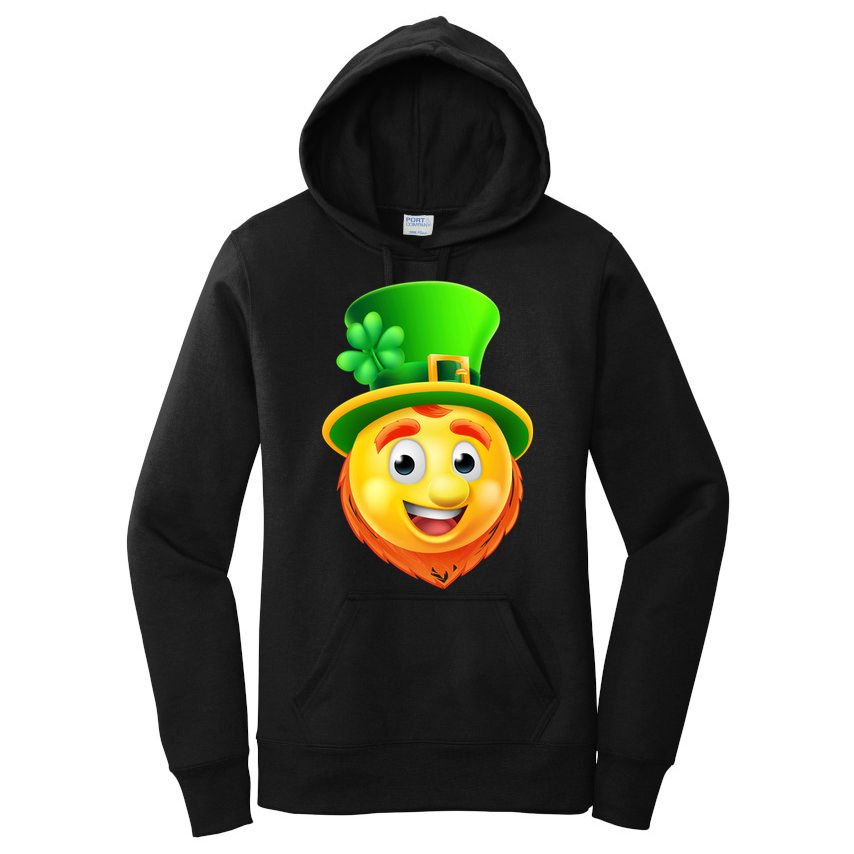 St. Patrick's Day Shamrock Leprechaun Emoji Smiley Women's Pullover Hoodie