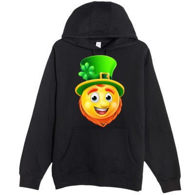 St. Patrick's Day Shamrock Leprechaun Emoji Smiley Premium Pullover Hoodie