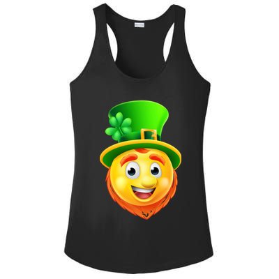 St. Patrick's Day Shamrock Leprechaun Emoji Smiley Ladies PosiCharge Competitor Racerback Tank