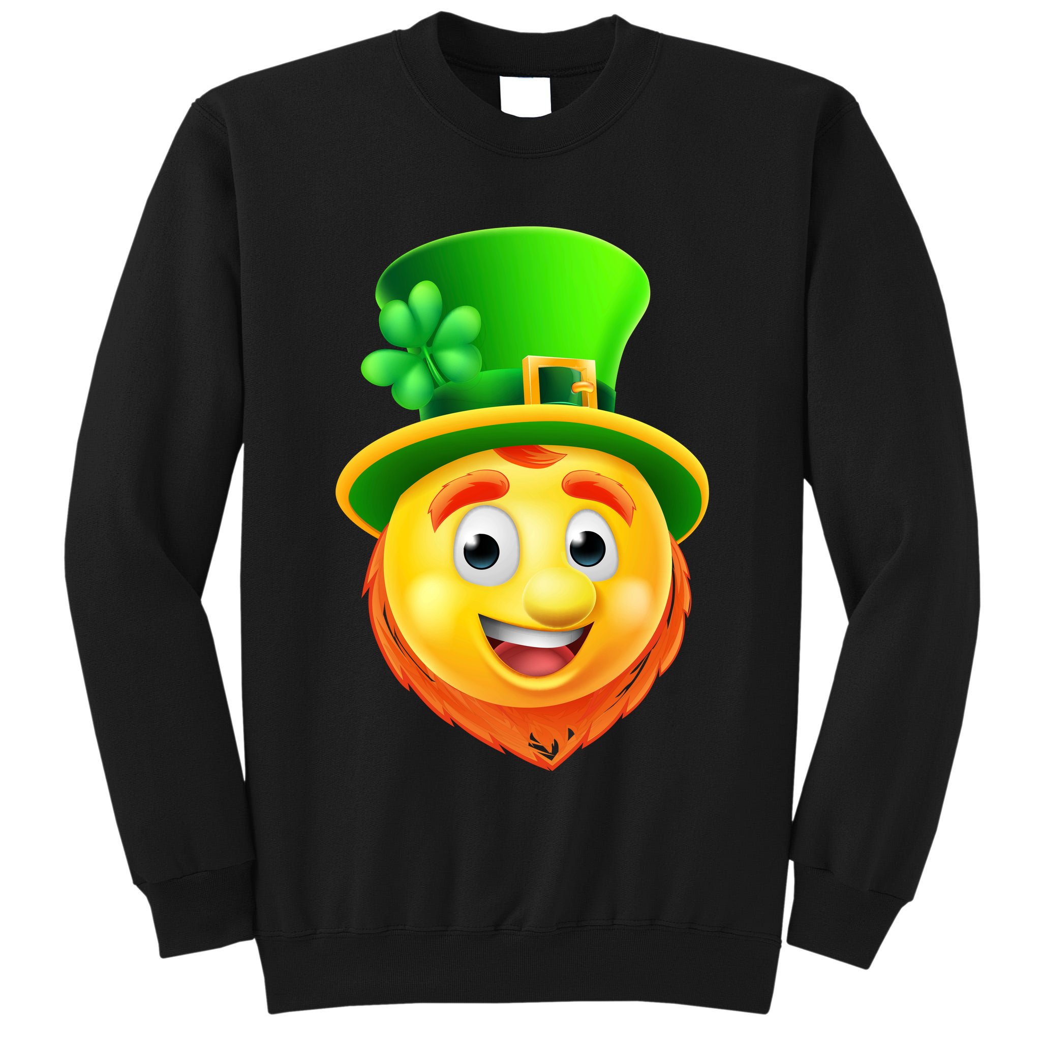 St. Patrick's Day Shamrock Leprechaun Emoji Smiley Tall Sweatshirt