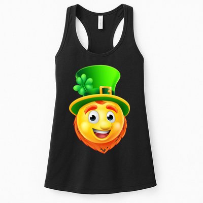 St. Patrick's Day Shamrock Leprechaun Emoji Smiley Womens Tank Top