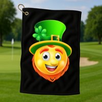St. Patrick's Day Shamrock Leprechaun Emoji Smiley Golf Towel