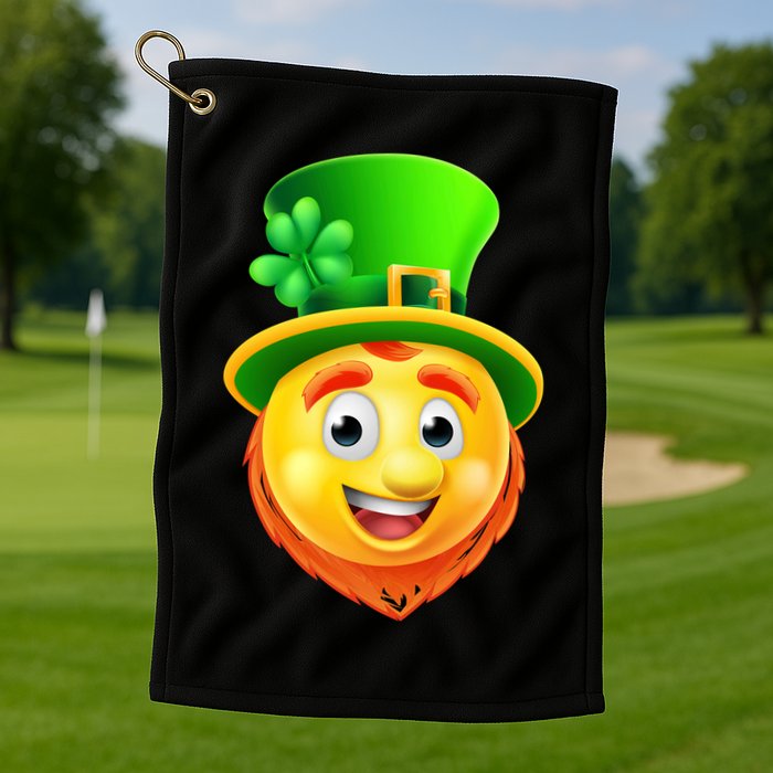 St. Patrick's Day Shamrock Leprechaun Emoji Smiley Golf Towel