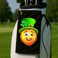 St. Patrick's Day Shamrock Leprechaun Emoji Smiley Golf Towel