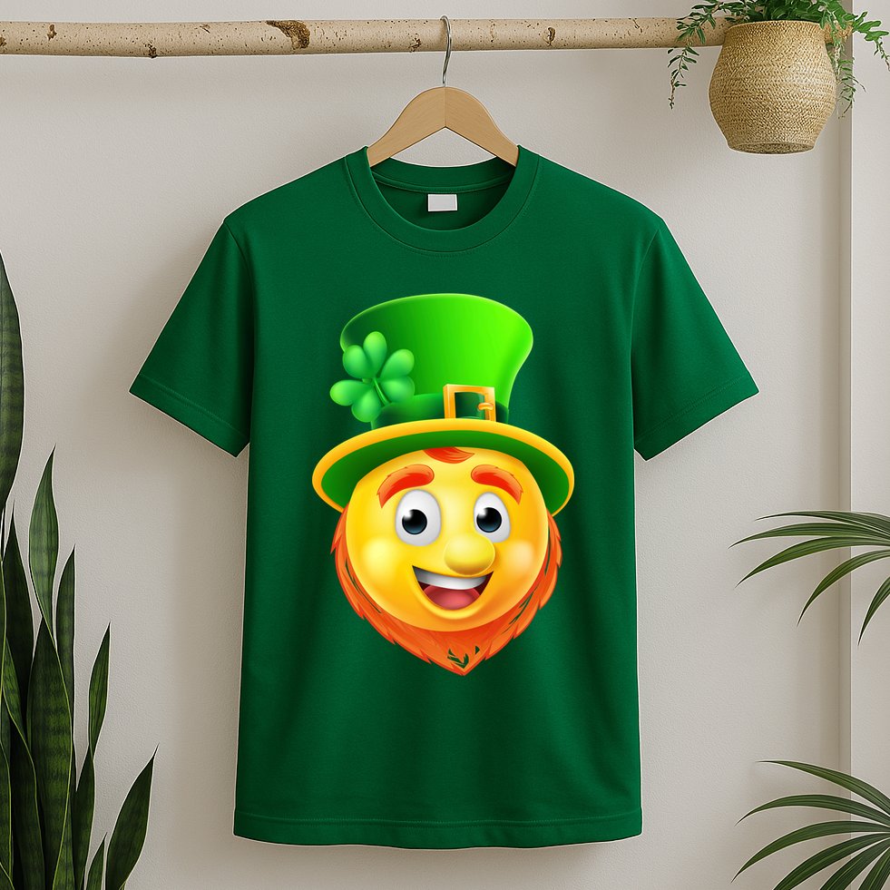 St. Patrick's Day Shamrock Leprechaun Emoji Smiley T-Shirt