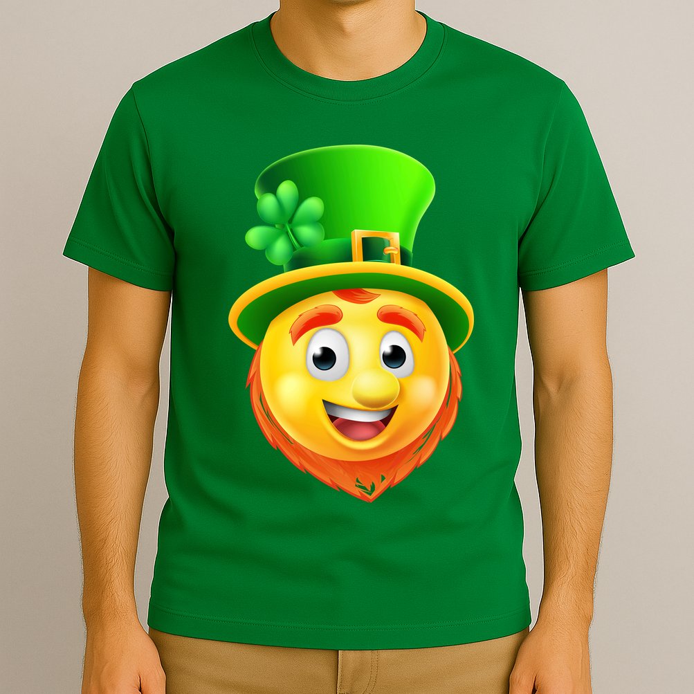 St. Patrick's Day Shamrock Leprechaun Emoji Smiley T-Shirt