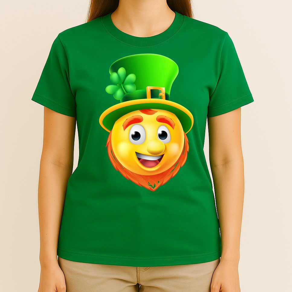 St. Patrick's Day Shamrock Leprechaun Emoji Smiley T-Shirt