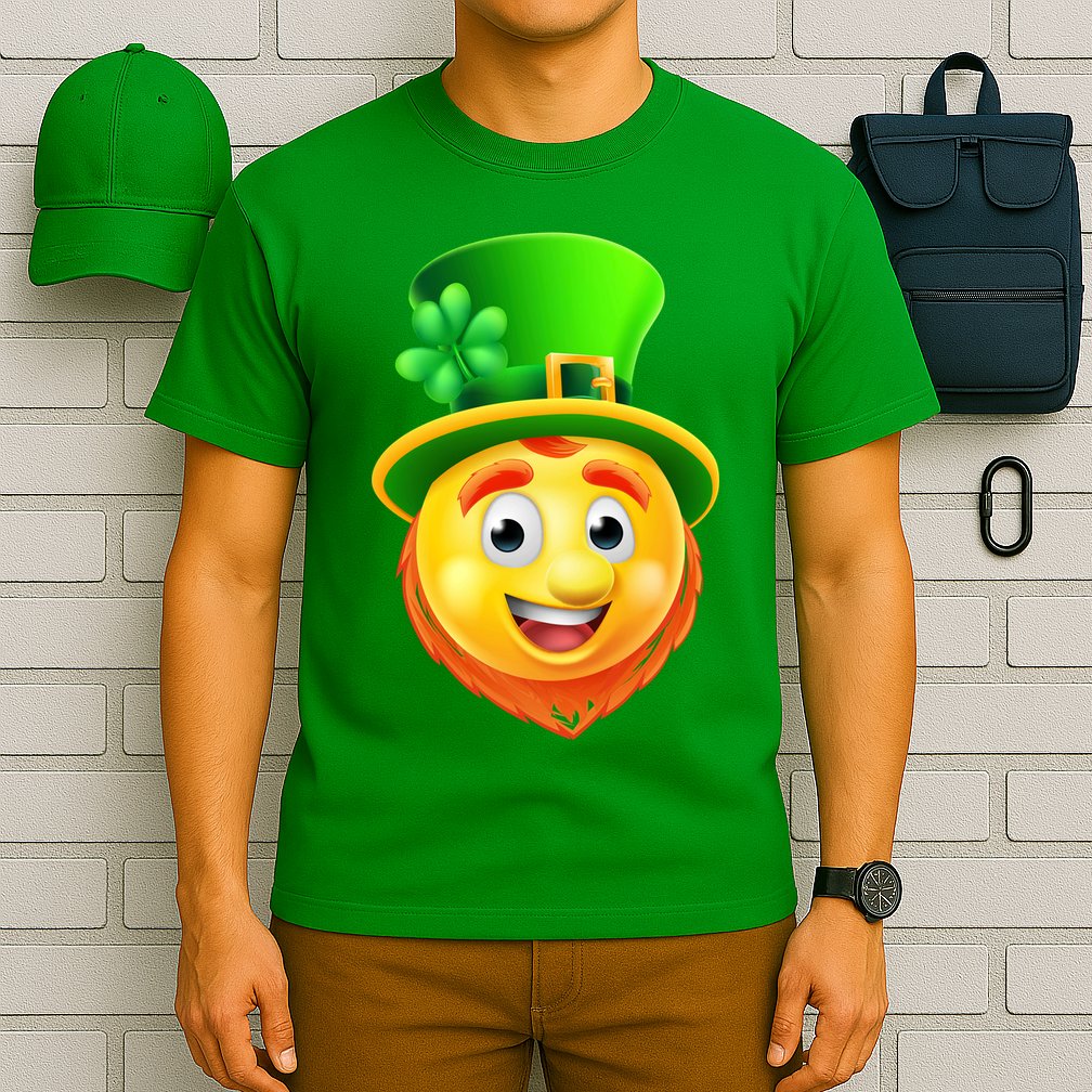 St. Patrick's Day Shamrock Leprechaun Emoji Smiley T-Shirt