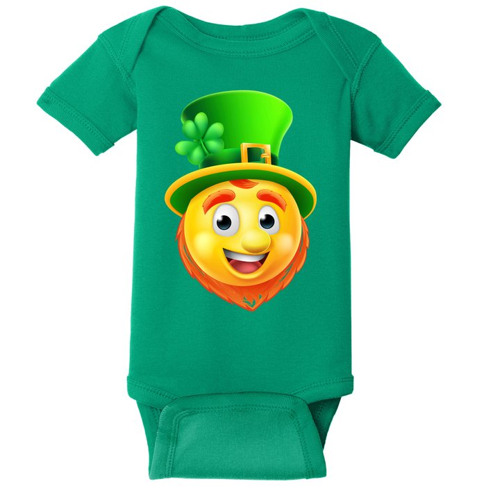 St. Patrick's Day Shamrock Leprechaun Emoji Smiley Baby Bodysuit